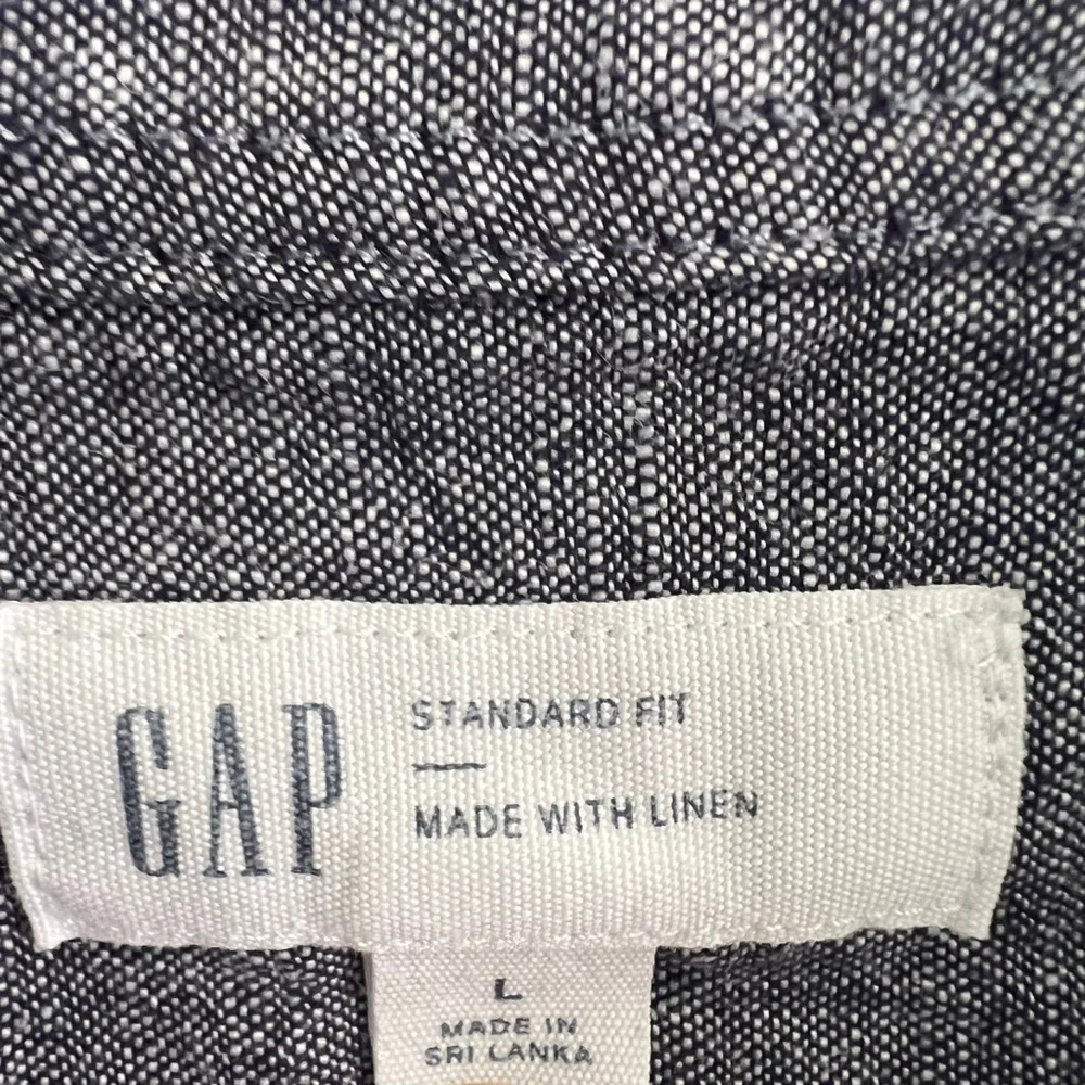 Men's GAP Blue Standard Fit Linen Blend Casual Button Down Shirt L